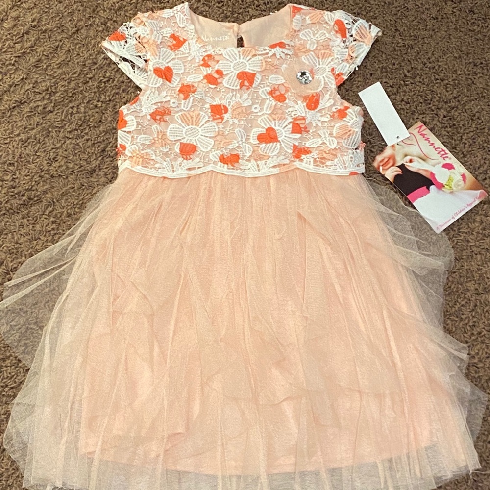 New Peachy Pink Nannette Party Dress
